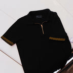Black & Gold Knit Quarter Zip