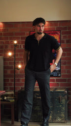 Black & Gold Knit Quarter Zip